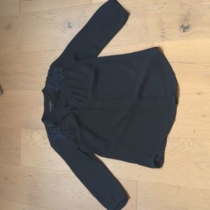 Banana Republic Petite XS Navy Chiffon Blouse